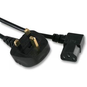Right Angle IEC C13 'Kettle Connector' Power Cable ʃ-Pin Plug)